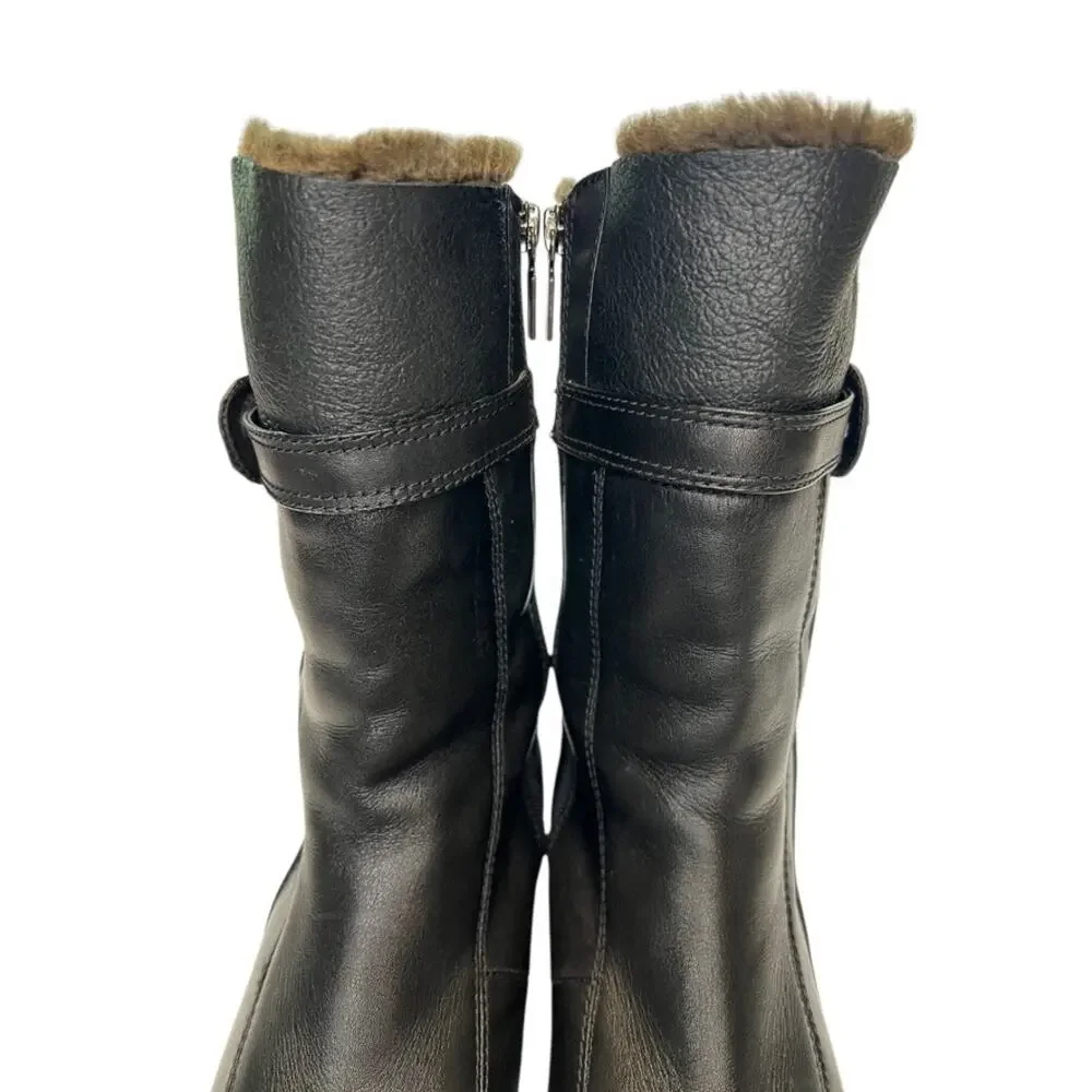 Blondo Canada Women's Black Leather Waterproof Mid Calf Winter Boots 9M
